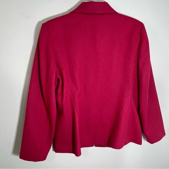 Vintage Pink Wool Cropped Short Jacket Zip Blazer Career Business Preppy Fitted - Picture 7 of 12